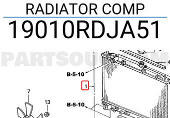 Honda 19010RDJA51 RADIATOR COMP