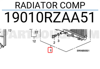 Honda 19010RZAA51 RADIATOR COMP
