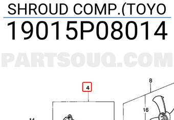 Honda 19015P08014 SHROUD COMP.(TOYO