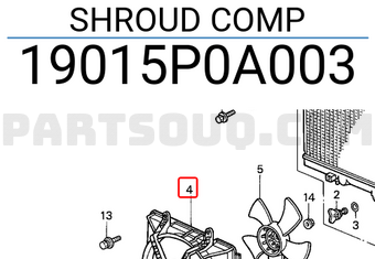 Honda 19015P0A003 SHROUD COMP