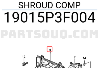 Honda 19015P3F004 SHROUD COMP