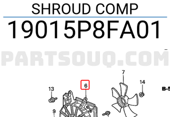 Honda 19015P8FA01 SHROUD COMP