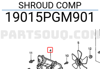 Honda 19015PGM901 SHROUD COMP