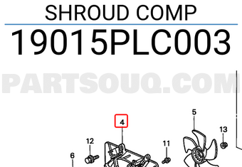 Honda 19015PLC003 SHROUD COMP