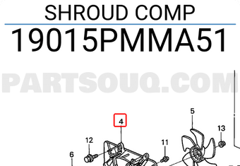 Honda 19015PMMA51 SHROUD COMP