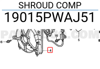 Honda 19015PWAJ51 SHROUD COMP