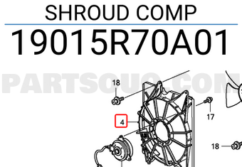 Honda 19015R70A01 SHROUD COMP