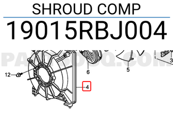 Honda 19015RBJ004 SHROUD COMP