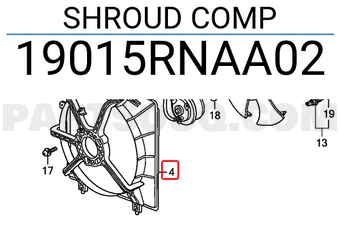 Honda 19015RNAA02 SHROUD COMP