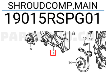 Honda 19015RSPG01 SHROUDCOMP,MAIN