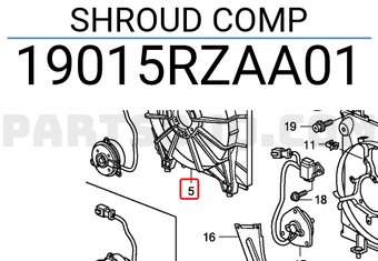 Honda 19015RZAA01 SHROUD COMP