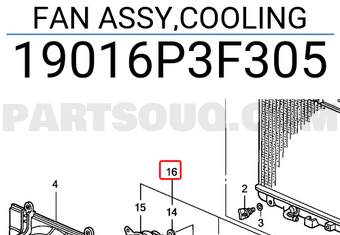 Honda 19016P3F305 FAN ASSY,COOLING