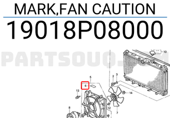 Honda 19018P08000 MARK,FAN CAUTION