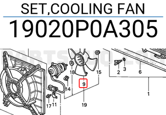 Honda 19020P0A305 SET,COOLING FAN