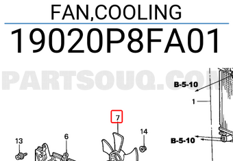 Honda 19020P8FA01 FAN,COOLING