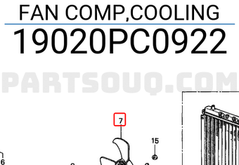 Honda 19020PC0922 FAN COMP,COOLING