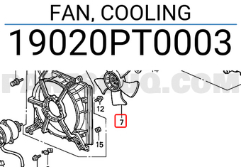 Honda 19020PT0003 FAN, COOLING