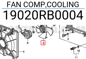 Honda 19020RB0004 FAN COMP,COOLING