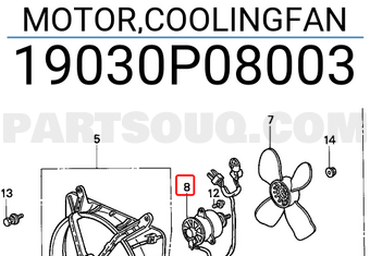 Honda 19030P08003 MOTOR,COOLINGFAN