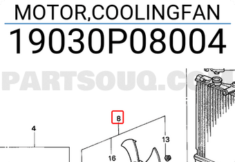 Honda 19030P08004 MOTOR,COOLINGFAN
