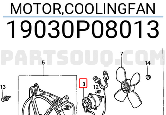 Honda 19030P08013 MOTOR,COOLINGFAN