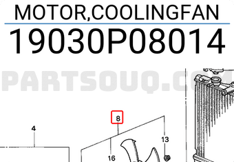Honda 19030P08014 MOTOR,COOLINGFAN