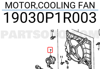 Honda 19030P1R003 MOTOR,COOLING FAN