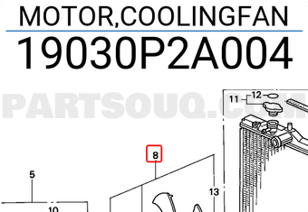 Honda 19030P2A004 MOTOR,COOLINGFAN
