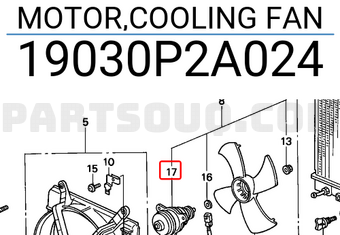 Honda 19030P2A024 MOTOR,COOLING FAN
