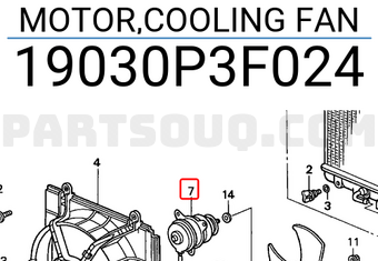 Honda 19030P3F024 MOTOR,COOLING FAN
