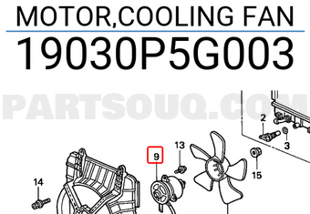 Honda 19030P5G003 MOTOR,COOLING FAN