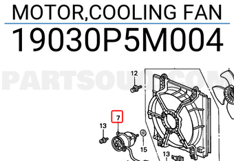 Honda 19030P5M004 MOTOR,COOLING FAN