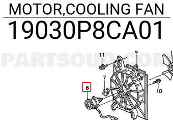 Honda 19030P8CA01 MOTOR,COOLING FAN