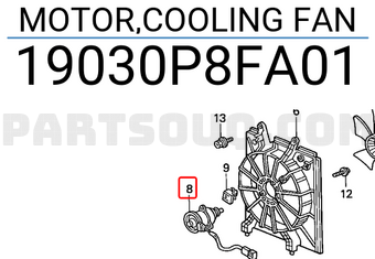 Honda 19030P8FA01 MOTOR,COOLING FAN
