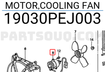 Honda 19030PEJ003 MOTOR,COOLING FAN