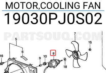 Honda 19030PJ0S02 MOTOR,COOLING FAN