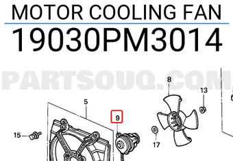 Honda 19030PM3014 MOTOR COOLING FAN