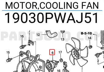 Honda 19030PWAJ51 MOTOR,COOLING FAN