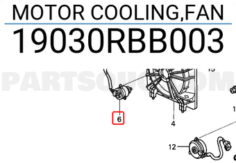 Honda 19030RBB003 MOTOR COOLING,FAN
