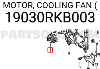 Honda 19030RKB003 MOTOR, COOLING FAN