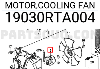 Honda 19030RTA004 MOTOR,COOLING FAN