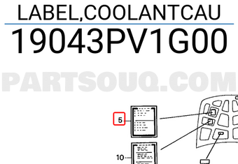 Honda 19043PV1G00 LABEL,COOLANTCAU