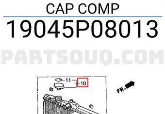 Honda 19045P08013 CAP COMP