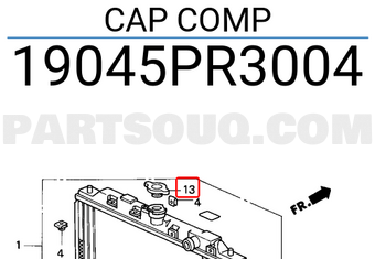 Honda 19045PR3004 CAP COMP