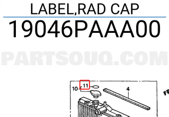 Honda 19046PAAA00 LABEL,RAD CAP