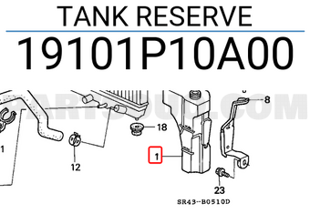 Honda 19101P10A00 TANK RESERVE