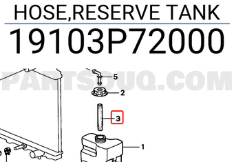 Honda 19103P72000 HOSE,RESERVE TANK