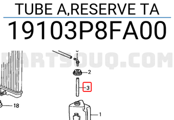 Honda 19103P8FA00 TUBE A,RESERVE TA