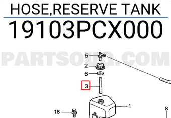 Honda 19103PCX000 HOSE,RESERVE TANK