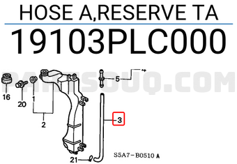 Honda 19103PLC000 HOSE A,RESERVE TA